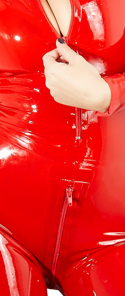 LATE X - Red Latex Catsuit